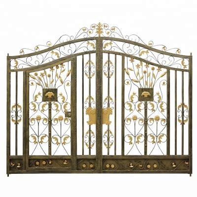 China Beautiful Customized Sliding Door Designs Easily Compiled Antique Base Track Designs Wrought Iron Door For Home for sale