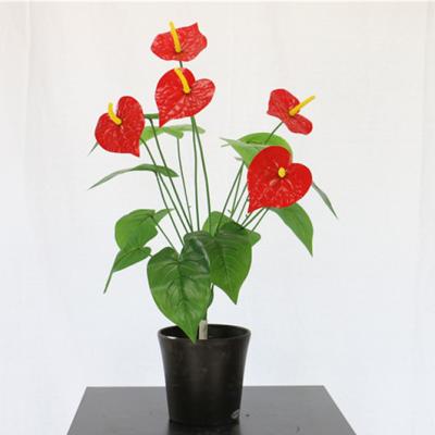 China Hot Sale Graduation Decoration Wedding Flower Artificial Flower Anthurium Plant Decoration for sale