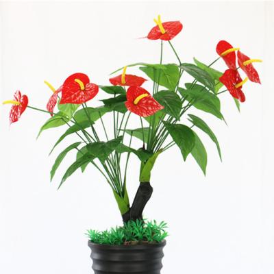 China Graduation Decoration Anthurium Plant Flower Artificial Flower Red Anthurium Plant Decoration for sale