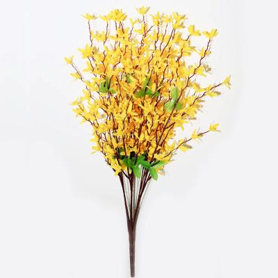 China Silk+plastic 7 Forkes Long Stem Artificial Winter Jasmine Outdoor Simulation Primrose Flower for sale