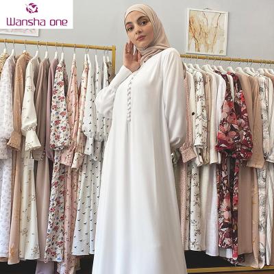 China Fashionable formal casual daily cotton long sleeve abaya women's Dubai clothing Dubai with solid color for sale