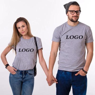 China Anti-Shrink Men women unisex love couple oem design logo heat transfer roundneck 100 cotton custom printing plain t shirt for sale