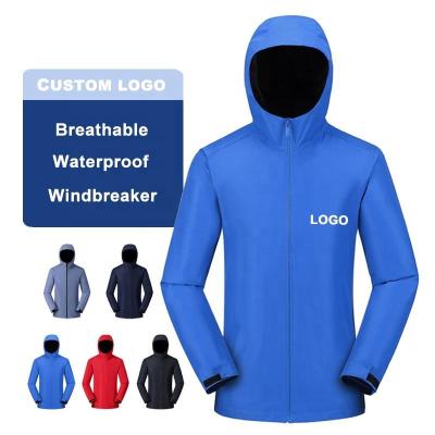 China Breathable Outdoor jacket custom logo waterproof windbreaker jackets plus size men's women's jackets for sale