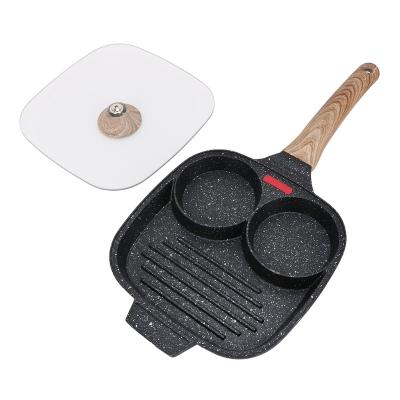 China Breakfast Frying Pan With Lid Aluminum Alloy Induction Bottom Multifunctional Forged Easy Clean 3 In 1 Pan Factory Direct Frying for sale