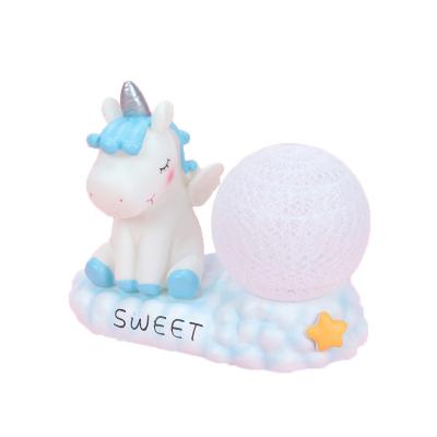 China Creative Cute Unicorn Night Star Light Home Ornament Room Decorations Nordic Cartoon Synthetic Resin Girl Heart for Gift for sale