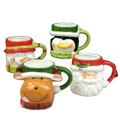 China Reusable kawaii 3d bulk coffee mug novelty Christmas cartoon retro designer viable creative water reusable kids milk ceramic cup for sale