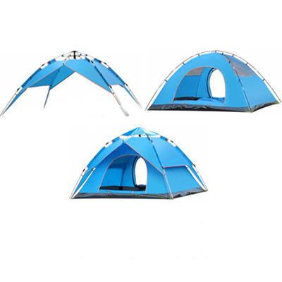 China Straight Tying Type Fully Automatic Retractable Outdoor Tent With 3 Double Doors For Family Large Waterproof Sunscreen Tent for sale