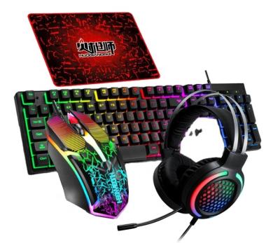 China Ergonomic Metal Laptop Use Desktop PC All In 1 Wired OEM Wireless Headphone Computer Gaming Set RGB Backlit Mouse Keyboard Combo for sale