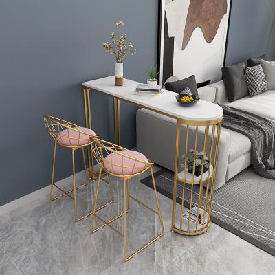 China Cheap Wholesale Modern Velvet Modern Gold Metal Furniture 2022 Gold High Bar Counter Top Marble Table And Chairs Set For Home for sale