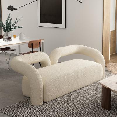 China Luxury Fleece Living Room 3 Seat Fabric Single Couches Sofas 2 Set Nordic Style Modern Curved Fluffy White Fleece Sofa for sale