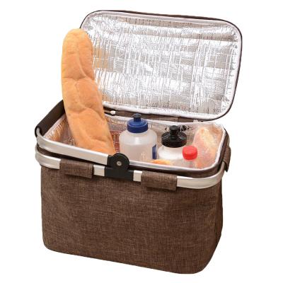 China Lunch Cold Basket Large Capacity Bag Food Basket Insulation Waterproof Folding Outdoor Cooler Bag for sale