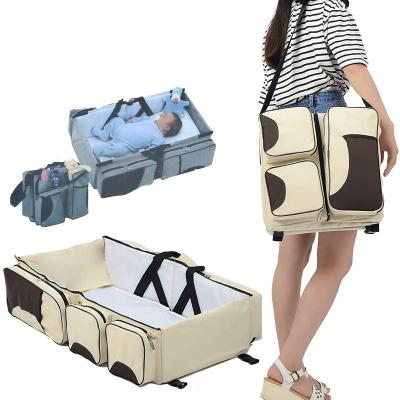 China Fits 2020 Travel Multifunctional Folding Hutch Diaper Bag Hutch Portable Folding Bag Three In A Mommy Diaper Bag for sale