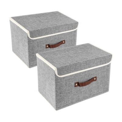 China Home Sustainable Flat Pile Polyester Fabric Able Clothing Storage Box With Lid for sale