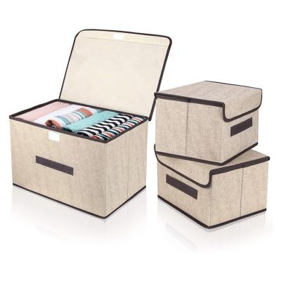 China Large Medium Sustainable Non-woven Folding Storage Box Cloth Clothing Quilt Underwear Storage Box Household Finishing Box for sale