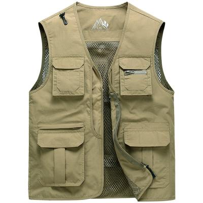 China Men Breathable Vest Outdoor Sports Wear Fishing Photography Travel Hiking Hunting Mesh Vest Jacket With Multi Pockets Utility Vest for sale