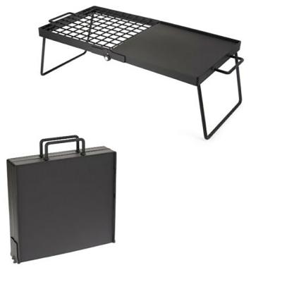 China Portable Multi-Function Iron Grill Pan Grill Rack Multi-Function Folding Barbecue Rack Double One Outdoor Camping Net Design for sale