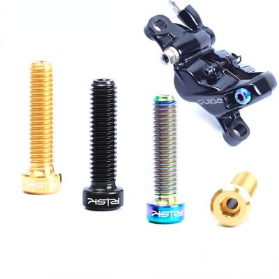 China 2pcs Light Alloy Risk MTB Bike Disc Brake Caliper Bolts M6*23.5mm Titanium Alloy Bicycle Screws Cavity For SHIMANO DEORE XT and SRAM GUIDE for sale