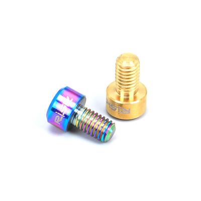 China Light alloy titanium HAZARD screws for MTB/Road bicycle C brake/V brake line pressing screws 2pcs/box M6*10 for sale