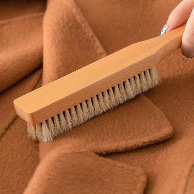 China Household Sustainable Wooden Dusting Handle Solid Horsehair Coat Cleaning Brushes for sale