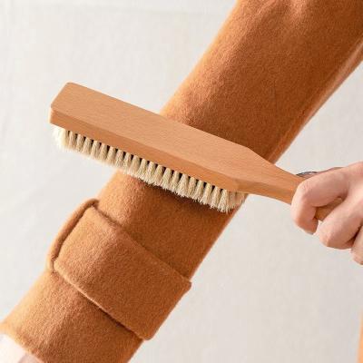 China Sustainable Wholesale Long Handle Solid Wood Horsehair Clothes Cleaning Brush For Household for sale