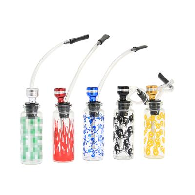 China Wholesale Mini Creative Glass Water Hose Smooking Hookah Pipe Small Clear Tobacco Pouch Pipes Bongo Smoking Accessories for sale