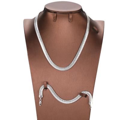 China Advance/Nickel Snake Chain Hot Wholesale Gold Necklace Fashion Sale Silver Plated Brass Necklace And Bracelet Set For Women for sale