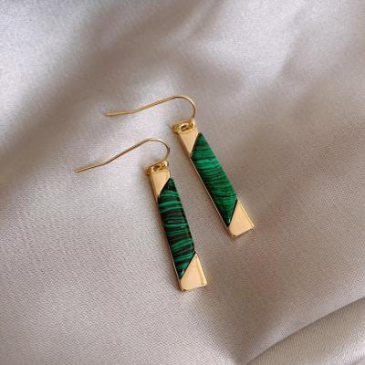 China New CLASSIC Trendy Natural Gemstone Green Malachite Drop Earrings Stud Earrings For Women Jewelry for sale