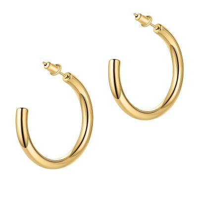 China Free Wholesale Advance Sale Hot Sale Gold/Nickel Stainless Steel Hoop Earrings C Silver Hollow Jewelry For Women for sale