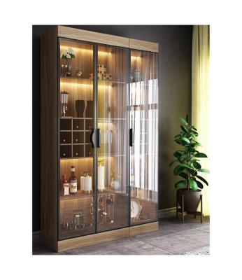 China Other Glass Display Hot Selling Simple Design Living Room Wood Wall Racks Wine Cabinets for sale