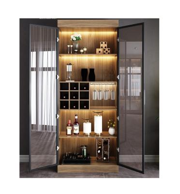 China Customizable Modern Simple Decorative Living Room Bar Height Display Solid Wood Wine Cabinet for sale