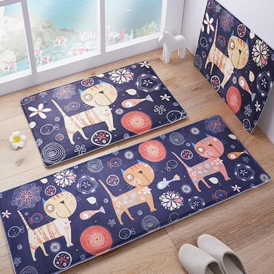 China Anti-Bacteria Wholesale Non-Slip Absorbent Flooring Mat Cute Home Mat Custom Household Flannel Cartoon Door Mats 3Pcs/Sets for sale