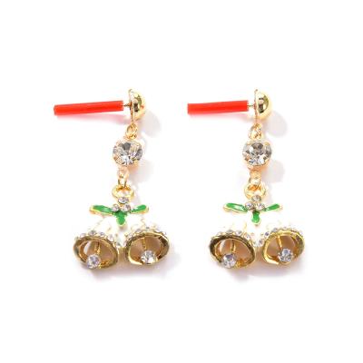 China Gift Customize Christmas Earring Elk Bell Earrings Tree Antlers Dangle Drop Earrings for sale