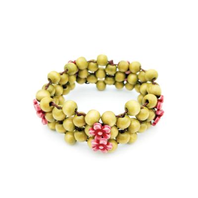 China China New Style Small Flower Wood Bracelet National Style Bead Craft Carving Bracelet for sale