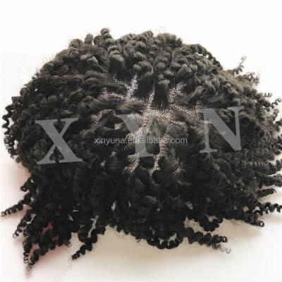 China Full Kinky Curl Stock 8X10Inch Men's Hairpiece #1B Human Natural Black Braided Wigs For Black People for sale