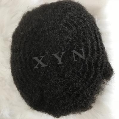 China Handtied Full Lace 4mm Men's Toupee With Black Hair 8x10Inch Swiss Loop Afro Hair Replacement System Toupee In Stock for sale