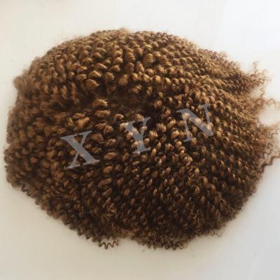 China Swiss Lace Top Cheap Braided Black People Hair Men's Afro Hair Men's Wig Afro Curly Wave Color #27 Lace Afro Curly Hair Hot Selling Swiss Hair Wig unity blondes for sale