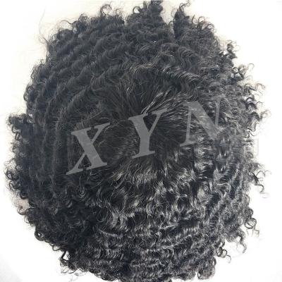 China New Afro Wave Men Hairpiece Afro Hair Wig Black People Hair Wig Style Wave Texture Men Unite for sale