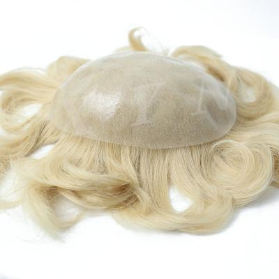 China High Quality Full PU Base 613# Color Hair Toupee Men Caucasians Hair Blonde Hair Wig for sale