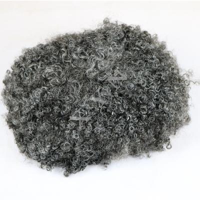 China Free Style Hair Men Toupee Mixed With Gray Hair Top Quality Virgin Hair Afro Lace And Mono Curly PU Wig Replacement Wig for sale