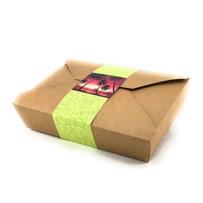 China Recycled Materials Disposable Paper Take Out Food Containers / Natural Microwaveble Kraft Folding To Go Boxes for sale