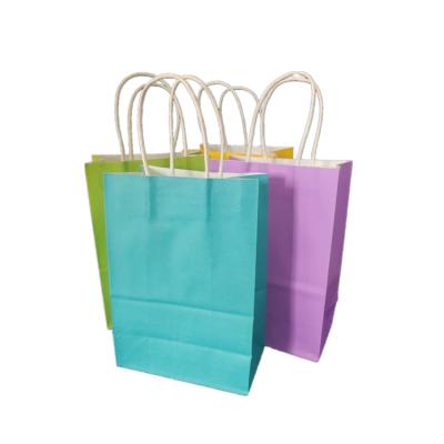 China Recyclable supermarket/resturant take-out kraft paper bags with handle; 100% recyclable paper bag with handle shopping for sale