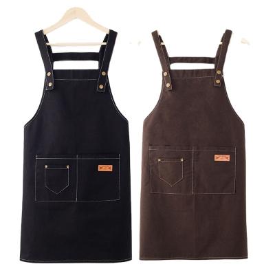 China Simple Canvas Apron Cotton Custom Logo Unisex Apron Kitchen Chef Garden BBQ Tool Work Apron for sale