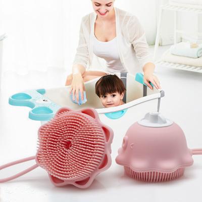 China EXFOLIATE OEM/ODM Soft Silicone Body Scrubber Brush Wash Bath Shower Exfoliating Back Skin Adjustment Baby Bath Brush Shampoo Skin Massager Brush for sale