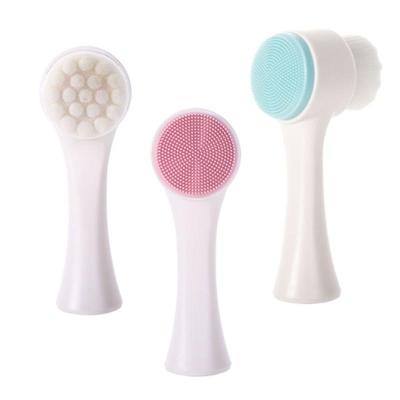 China Portable Silicone Facial DEEP CLEANING Cleansing Brush 2 Double Sides in 1 Facial Cleansing Brush for sale