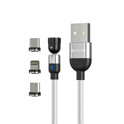 China Wholesale Mobile Phone BAVIN Nylom Braided 3in1 QC 3.0 Magnetic USB 3in1 Fast Charing Data Cable For Android Phone CB 223 for sale