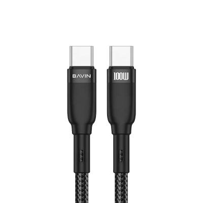 China MP3/MP4 Player Wholesale Price BAVIN Fast Charging Nylon Braided USB C Mobile Phone Fast Charging Type C 100W 5A To Type C Data Cable CB229 for sale