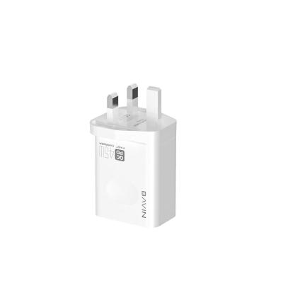 China New Design 30W 45W BAVIN PC-800E 2021 High Speed ​​Charger New Design 30W 45W Quick Charger QC 3.0 PD 3.0 UK Plug Wall Charger for sale