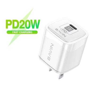 China Wholesale Custom PD20W BAVIN Fast Charging Type C Ports EU US Plug PD 20W Mobile Phone Fast Charging Charger For Android Phone PC251 for sale