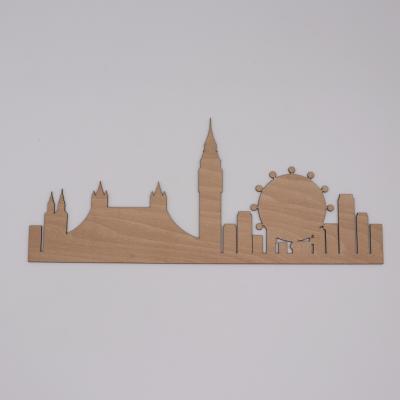 China 2018 Europe hot sale city shape craft laser cutting wood decoration for sale