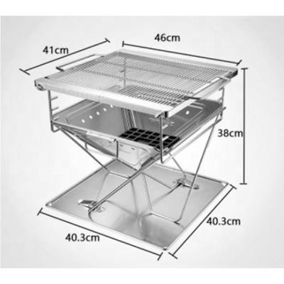 China The size adjustable outdoor commercial folding picnic charcoal barbecue stainless steel grill size is 41*46*38cm for sale